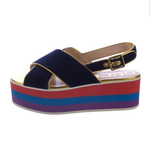 GUCCI Velvet printed slingback! - Picture 1 of 5